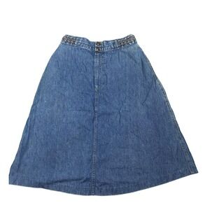 Vintage JCPenney Fashions Womens 25" Denim Skirt Braided Waist Western Boho